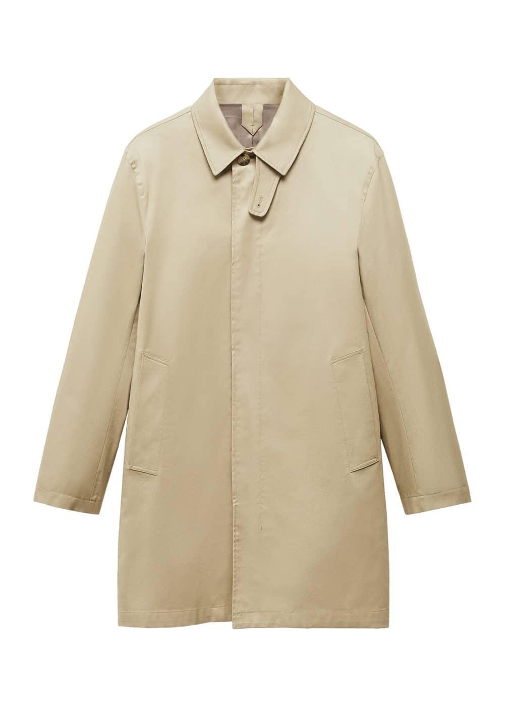 MANGO MAN - Cotton trench coat with collar detail beigeMen Product Image