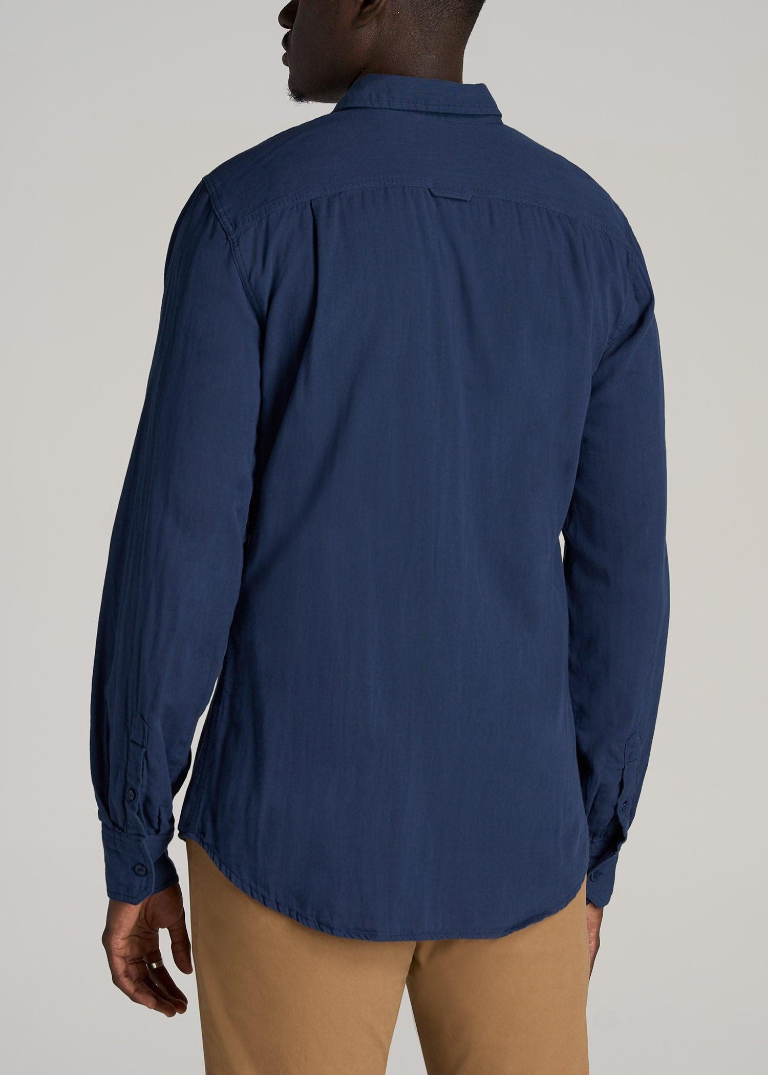 LJ&S Double Weave Shirt for Tall Men in Vintage Midnight Navy Product Image