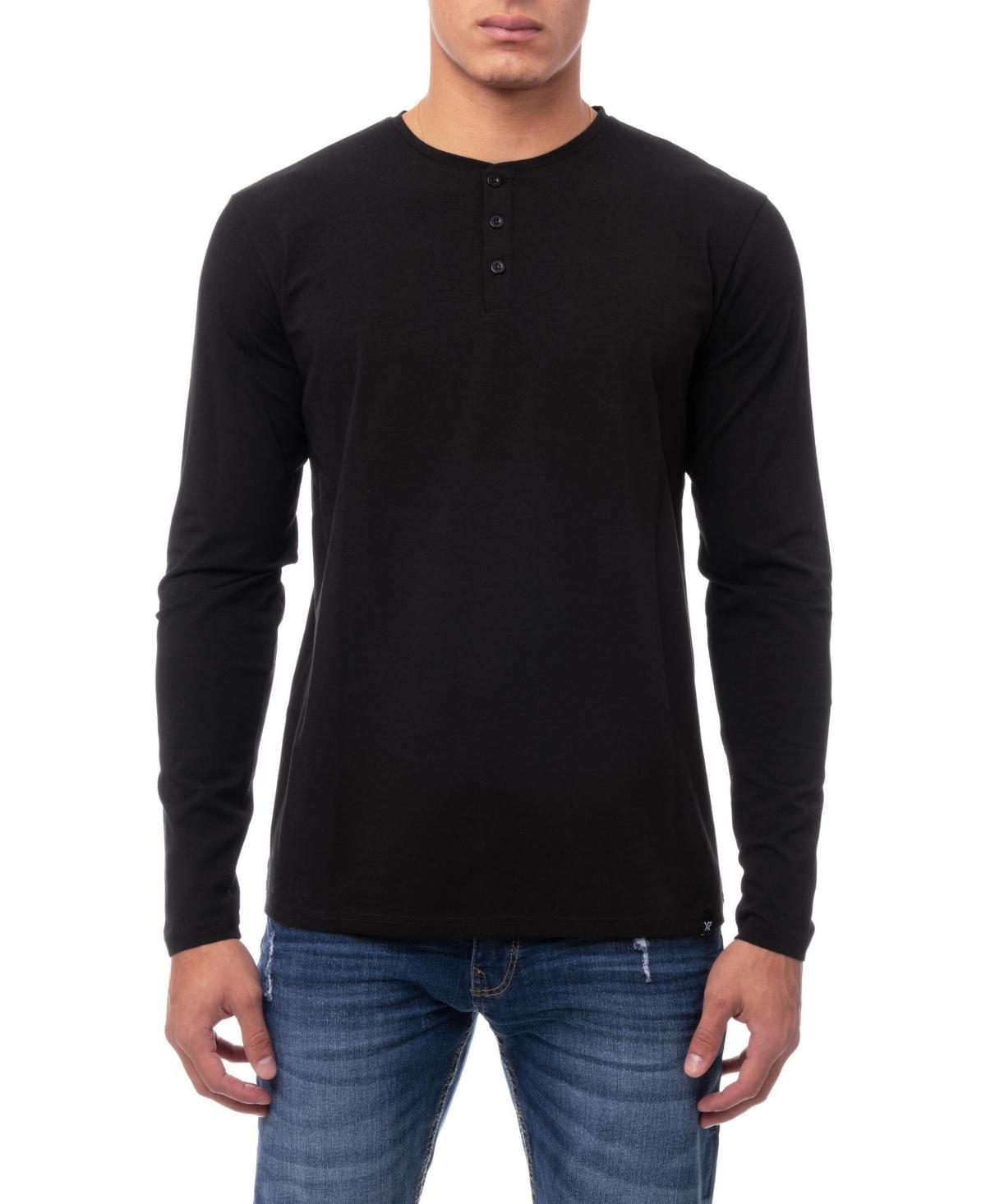 X-Ray Mens Soft Stretch Henley Neck Long Sleeve T-shirt Product Image