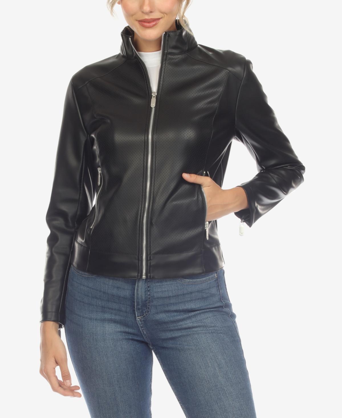 Women's Classic Biker Faux Leather Jacket Product Image