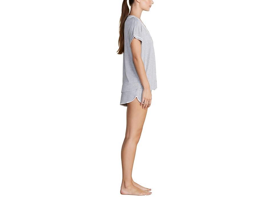 Barefoot Dreams Malibu Collection(r) Soft Jersey Piped Lounge Set (Teaberry/White) Women's Pajama Sets Product Image