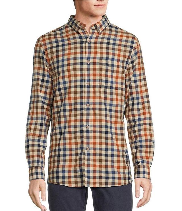 Rowm Big & Tall Long Sleeve Herringbone Small Plaid Woven Shirt Product Image