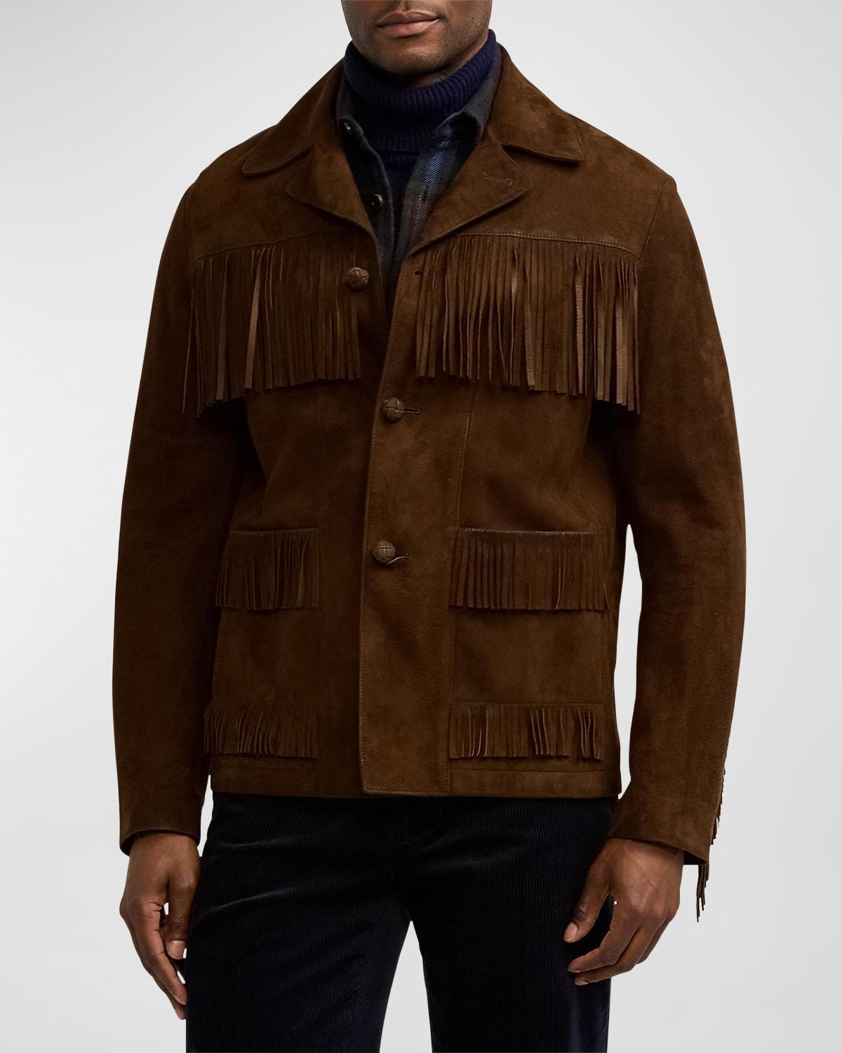 Mens Fringed Suede Jacket Product Image