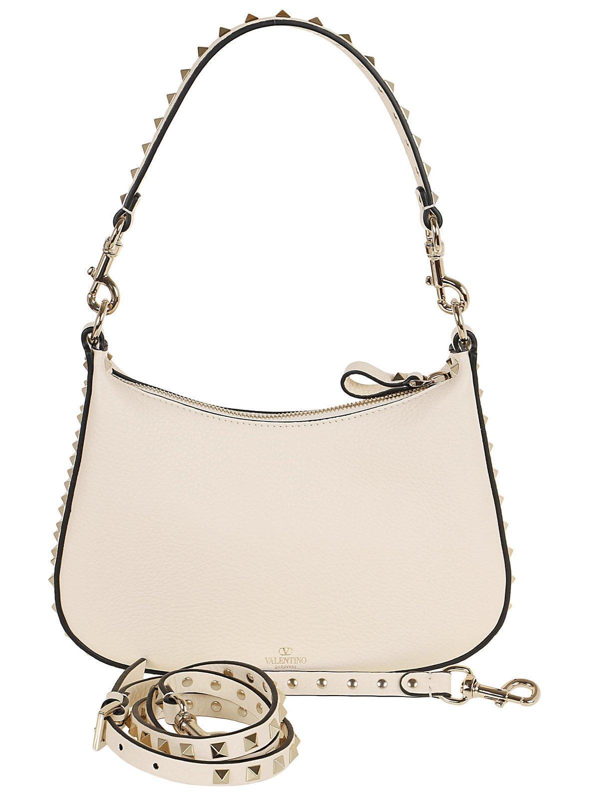 VALENTINO GARAVANI Small Hobo Rockstud In White Product Image