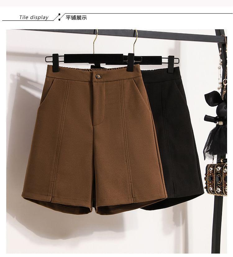 High Waist Plain Shorts Product Image