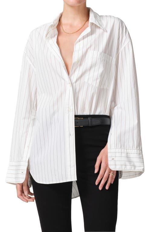 Cocoon Oversized Stripe Button-Front Shirt Product Image