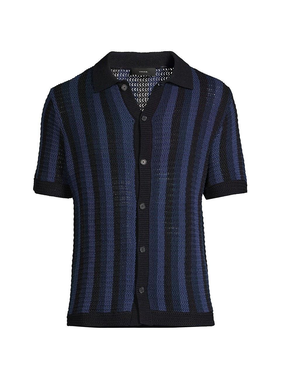 Mens Crochet-Knit Cotton Button-Front Shirt Product Image