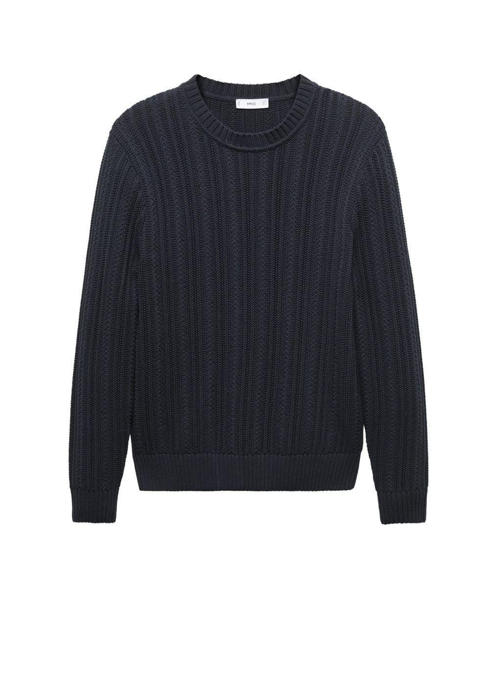 MANGO MAN - Contrasting knit sweater dark navyMen Product Image