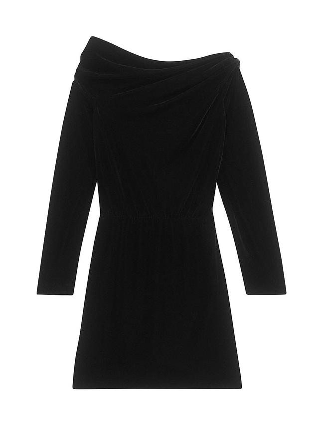 Womens Velvet Draped Long-Sleeve Minidress Product Image