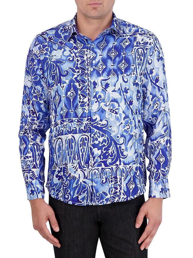 Mens Printed Silk Sport Shirt Product Image