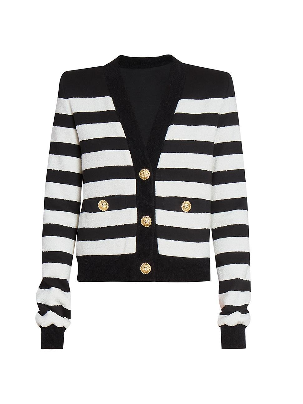 Womens Striped Cotton Cardigan Product Image