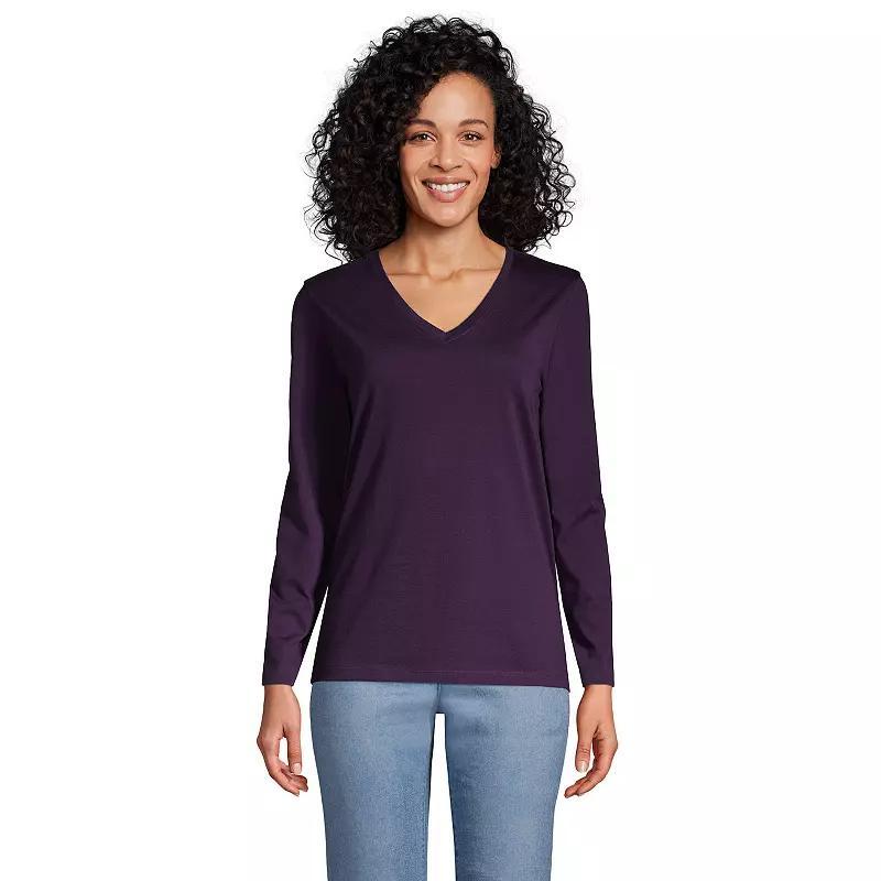 Womens Lands End Relaxed-Fit Supima Cotton V-Neck Tee Product Image