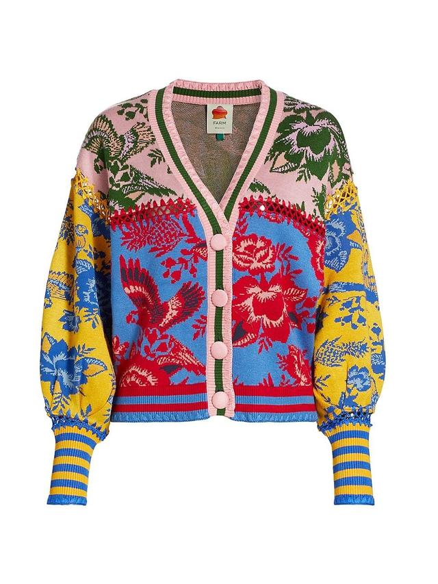 Womens Floral De Renda Patch Knit Cardigan Product Image