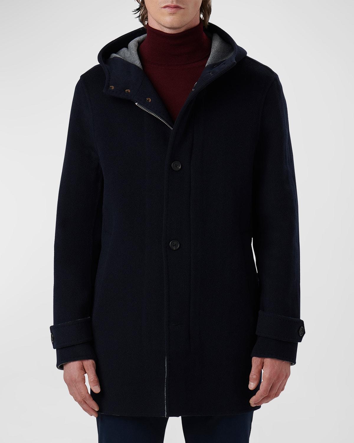 Mens Hooded Stretch Wool Overcoat Product Image