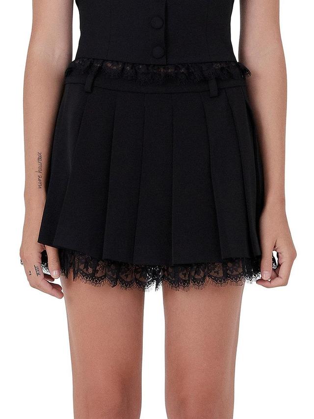 Womens Peekaboo Lace Pleated Skort Product Image