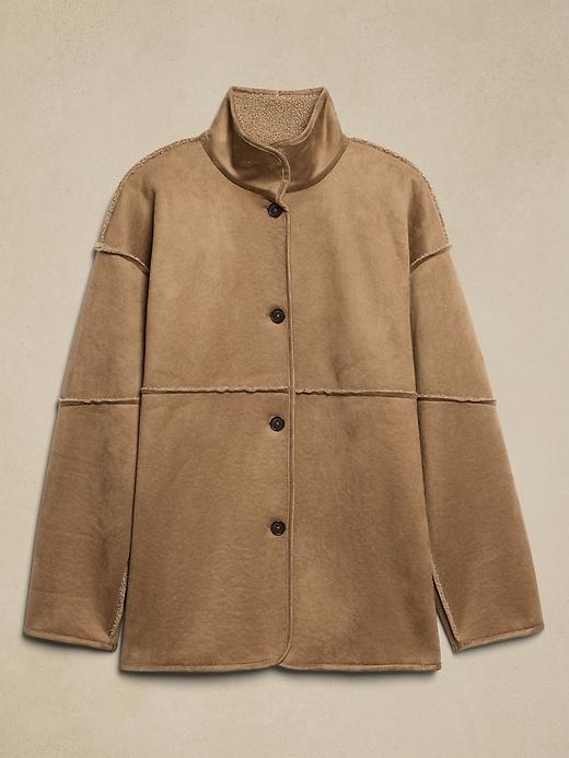 Reversible Vegan Suede Sherpa Jacket Product Image