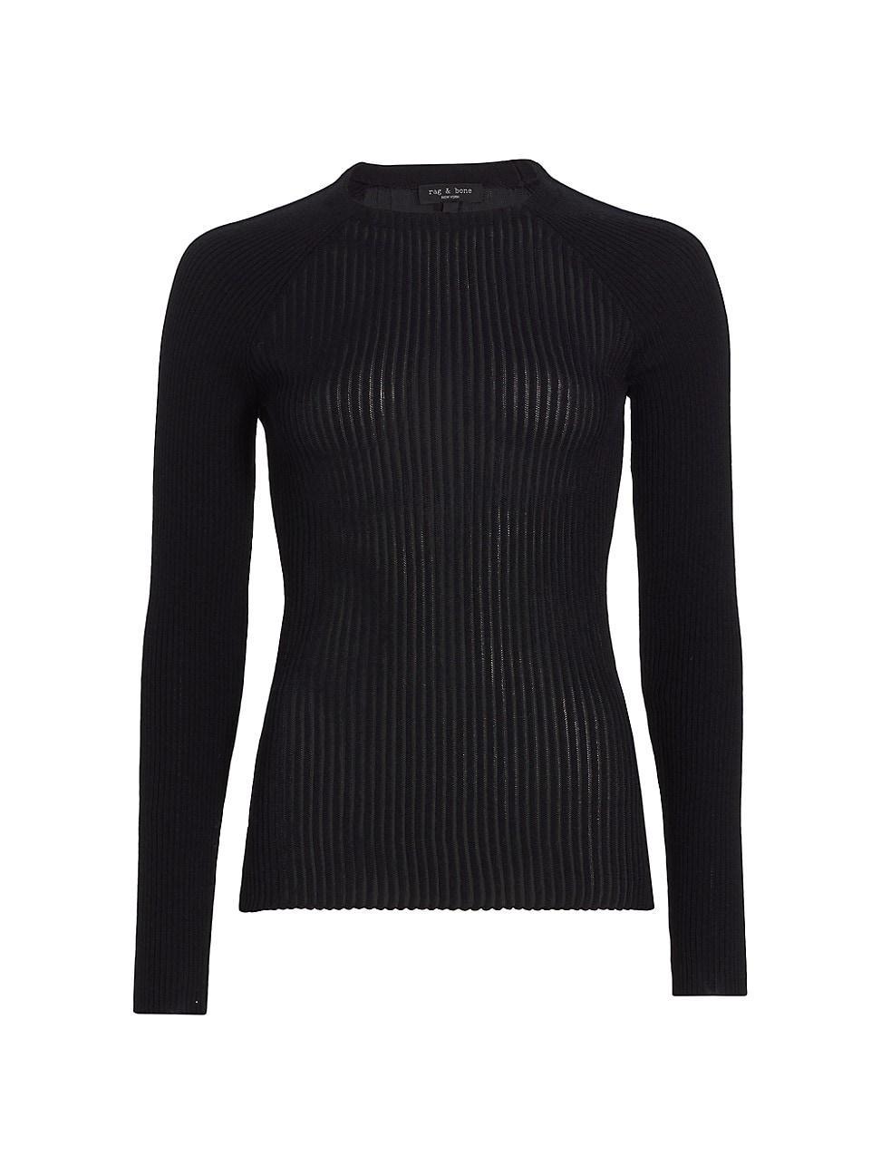 Womens Dorit Rib-Knit Wool-Blend Crewneck Sweater Product Image