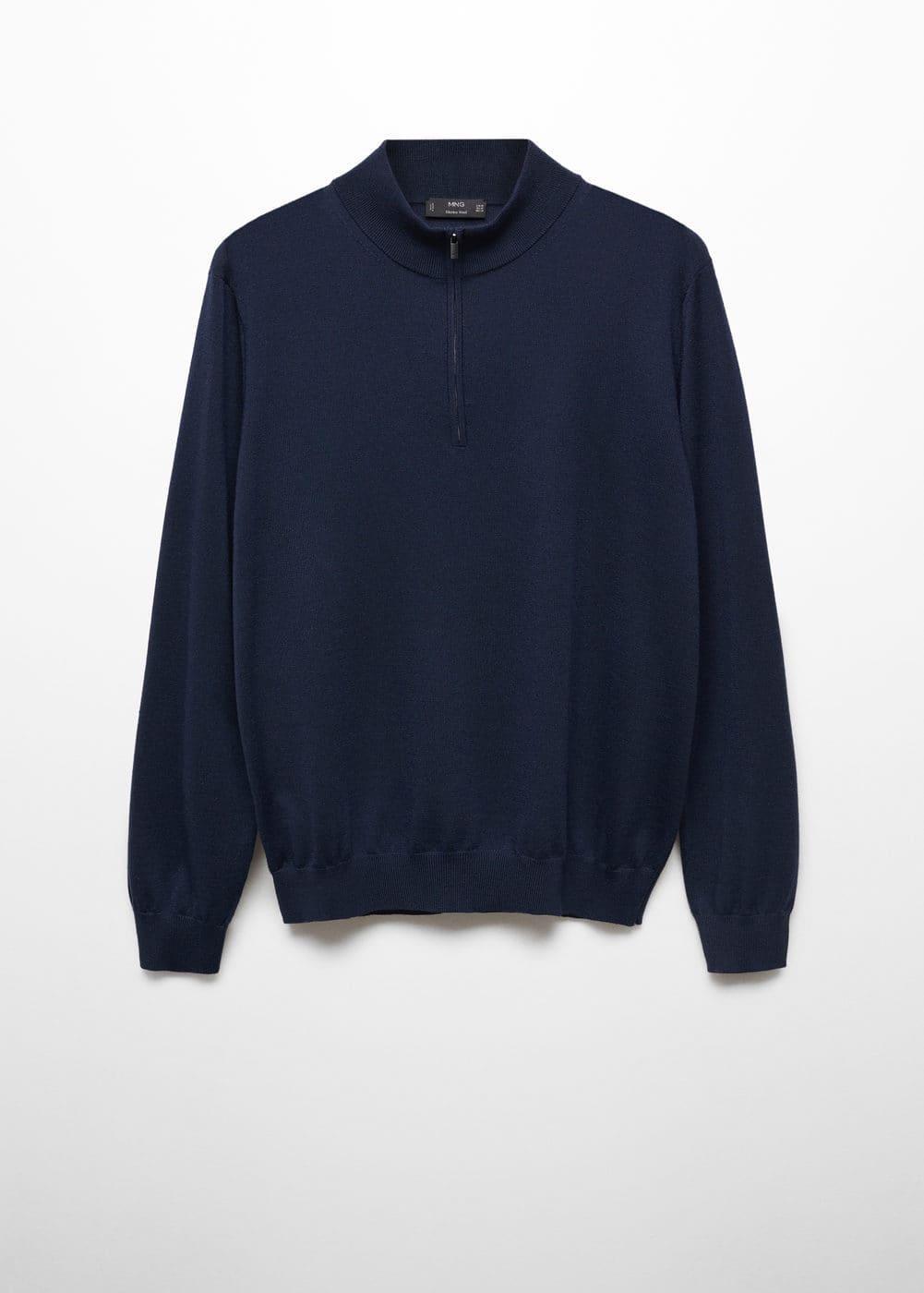 MANGO MAN - 100% merino wool sweater with zipper collar navyMen Product Image