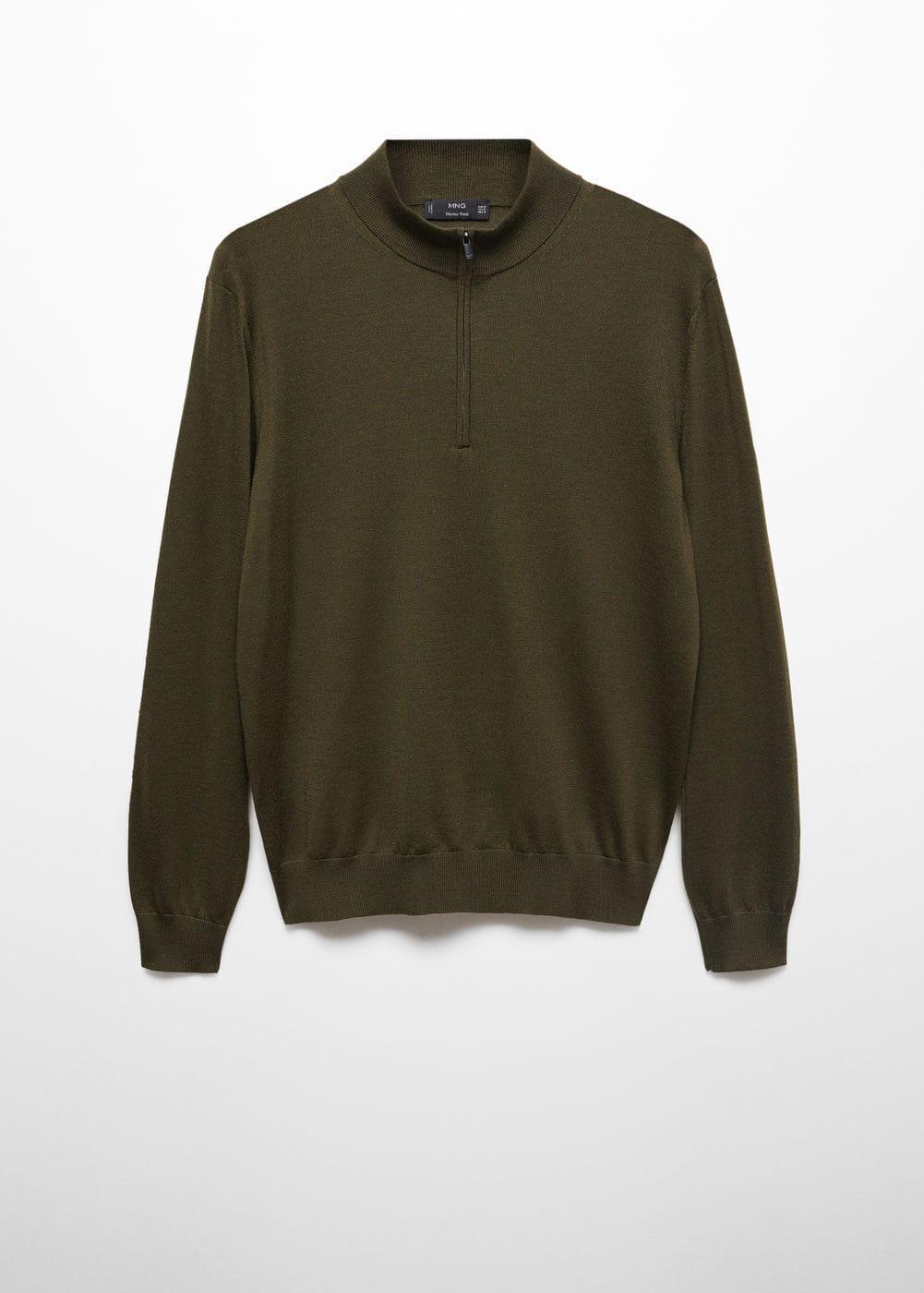 MANGO MAN - 100% merino wool sweater with zipper collar khakiMen Product Image