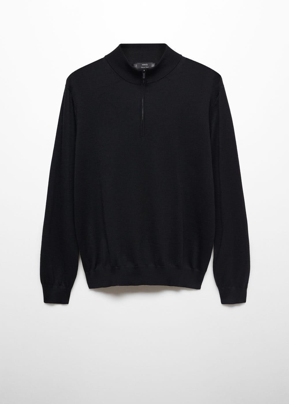 MANGO MAN - 100% merino wool sweater with zipper collar blackMen Product Image