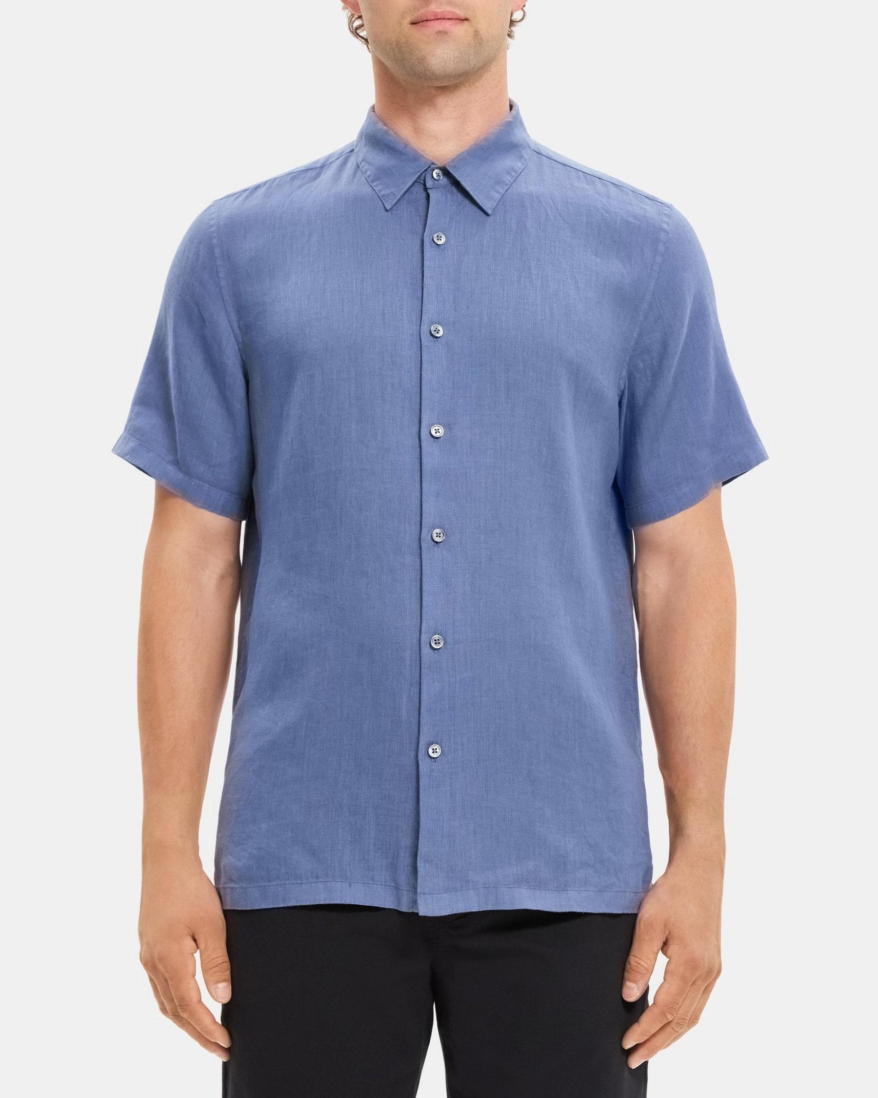 Standard-Fit Short-Sleeve Shirt in Linen Product Image