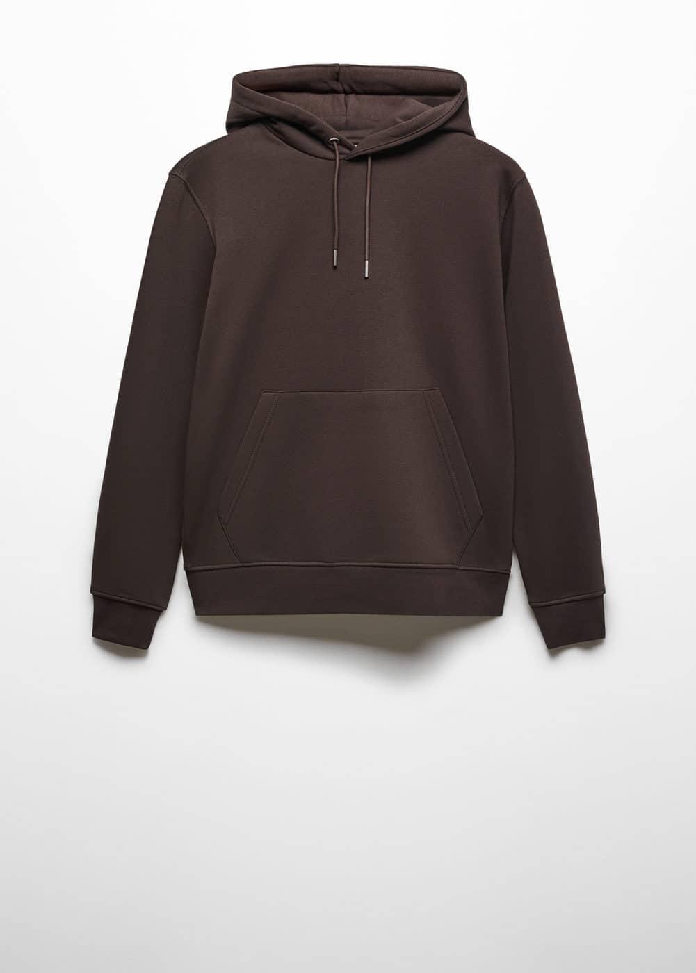 MANGO MAN - Cotton kangaroo-hooded sweatshirt chocolateMen Product Image