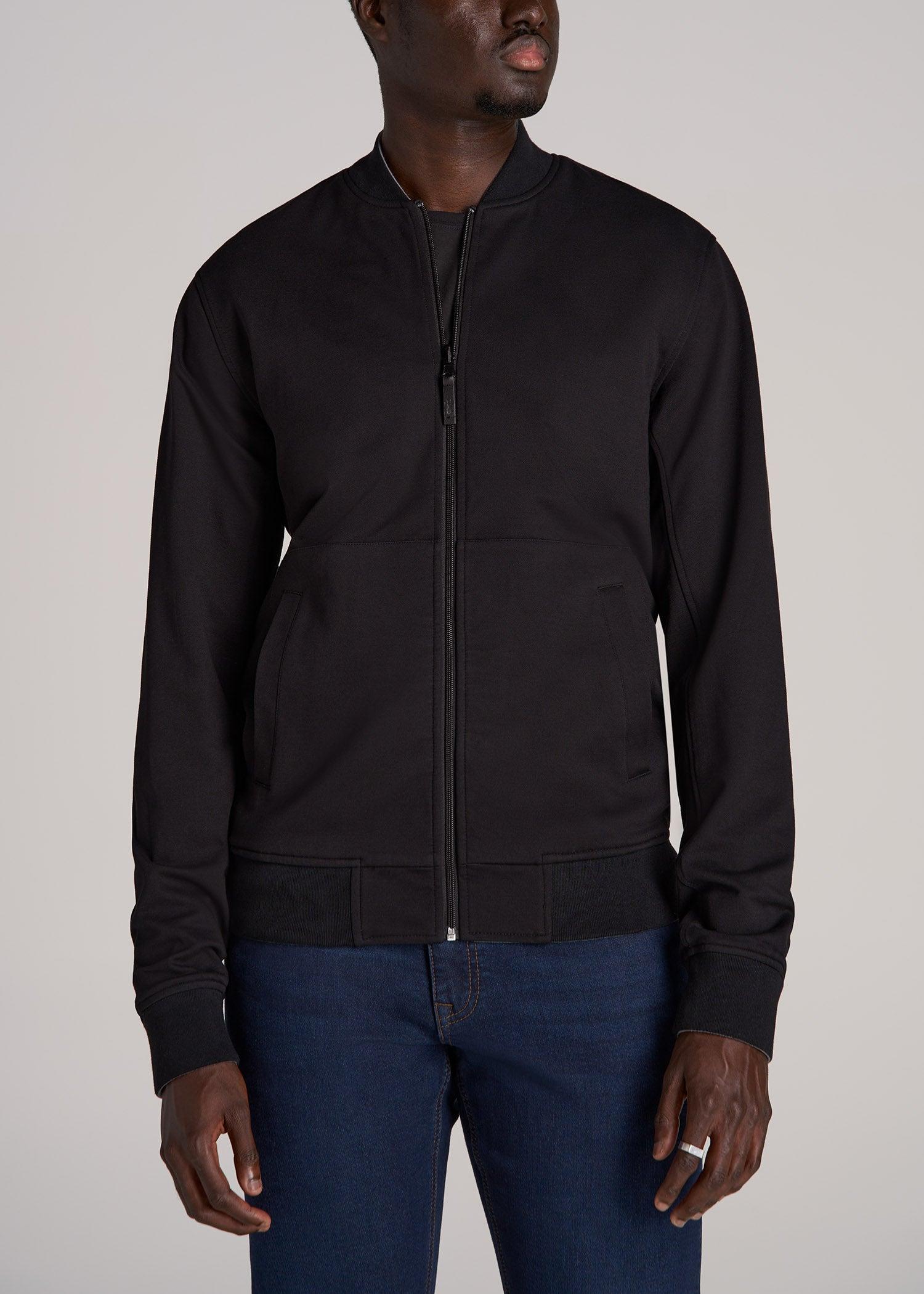 Reversible Men's Tall Bomber Jacket in Fossil Grey and Black Male Product Image