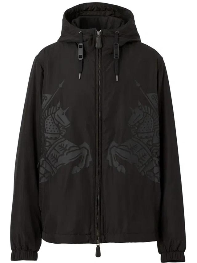 BURBERRY Equestrian Knight Design Hooded Jacket In Black Product Image