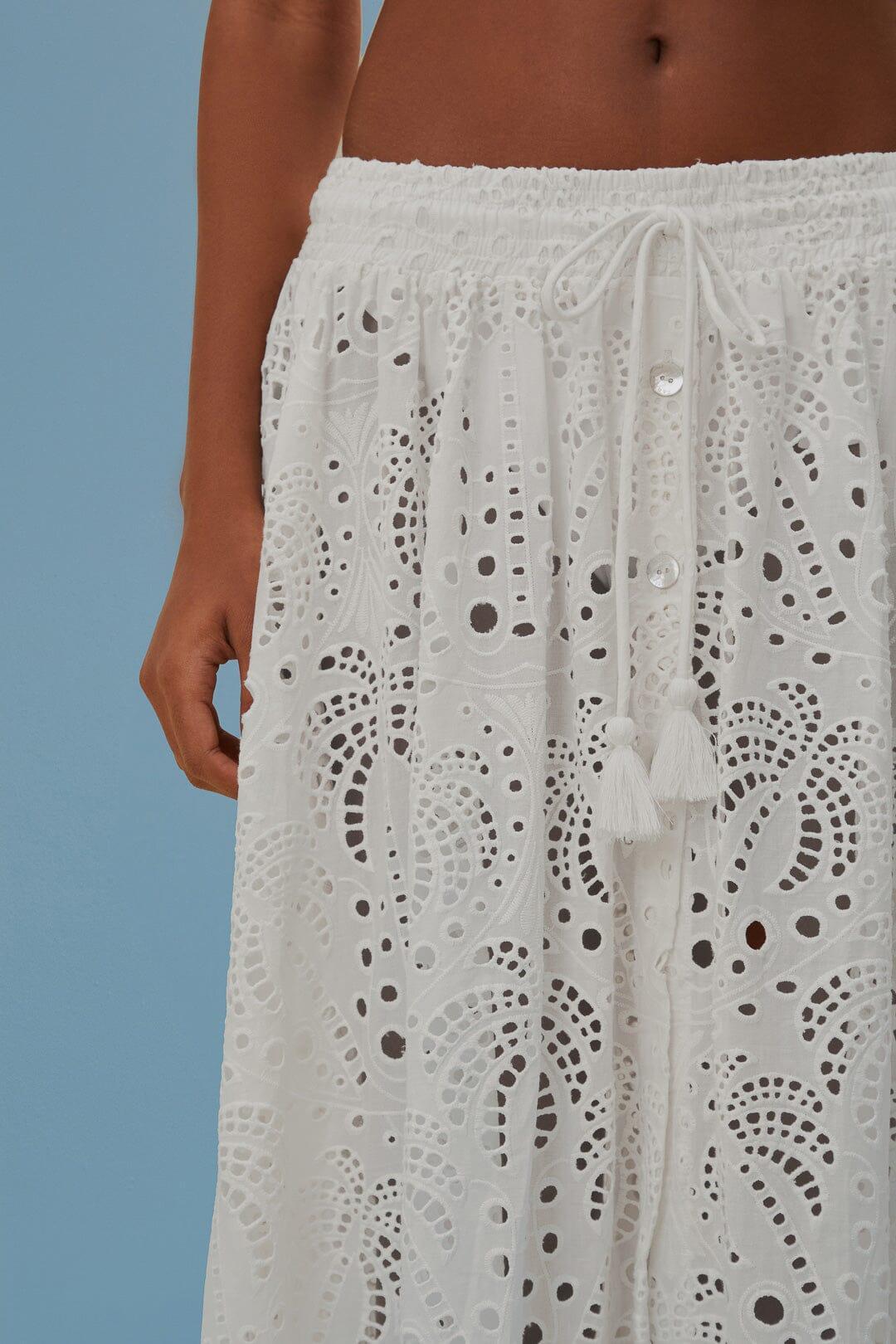 White Eyelet Maxi Skirt Product Image