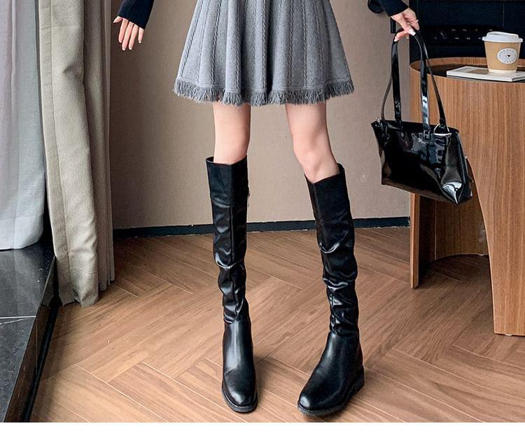 High Rise Plain Cable Knit Mini A-Line Skirt Product Image