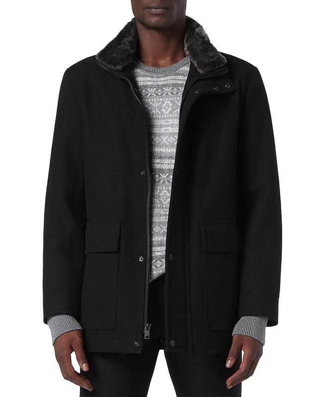 Marc New York Mens Brooks Melton Wool Car Coat with Faux Fur Collar Product Image