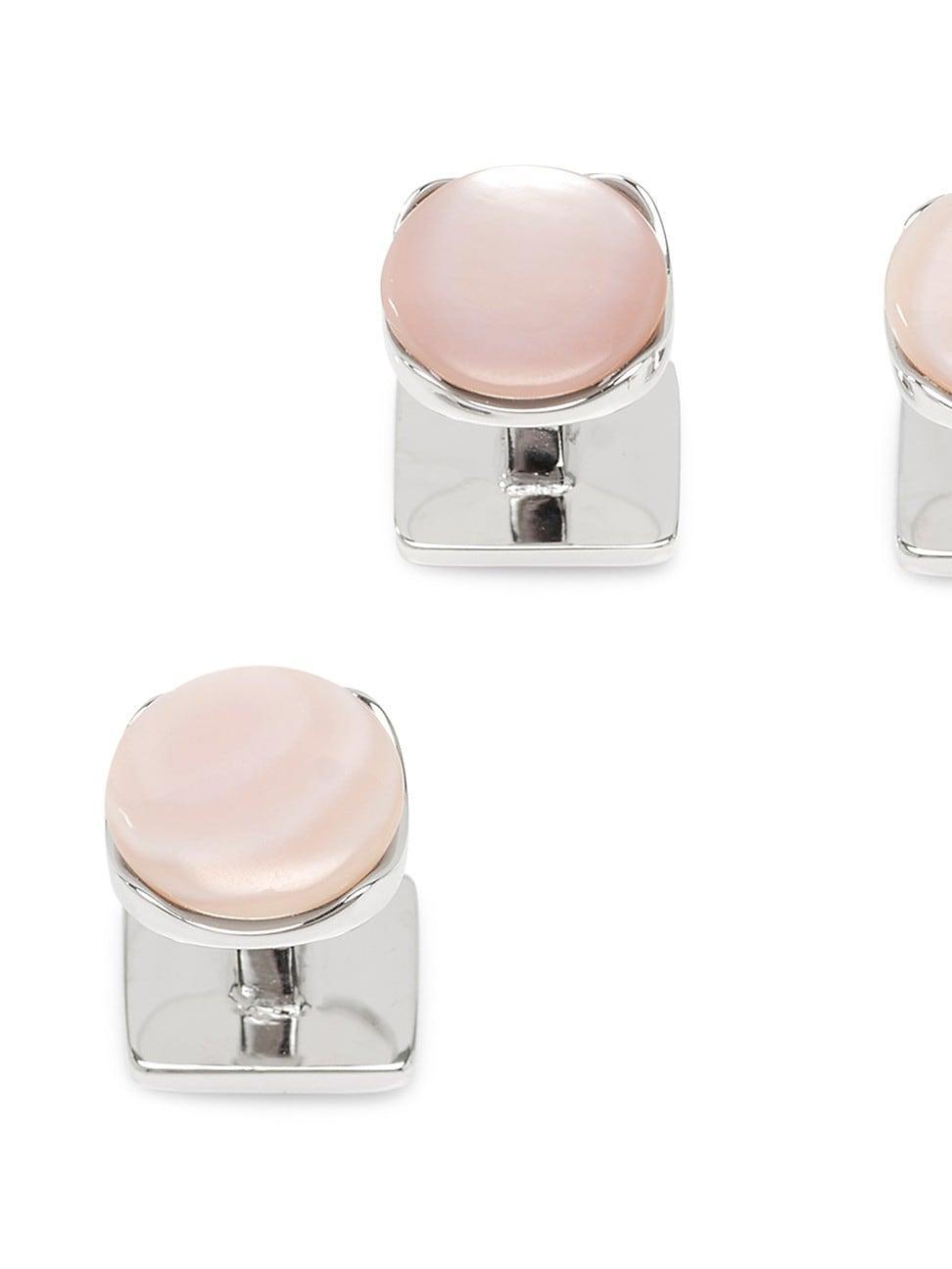 Mens Sterling Silver Pink Mother-of-Pearl Shirt Studs Product Image