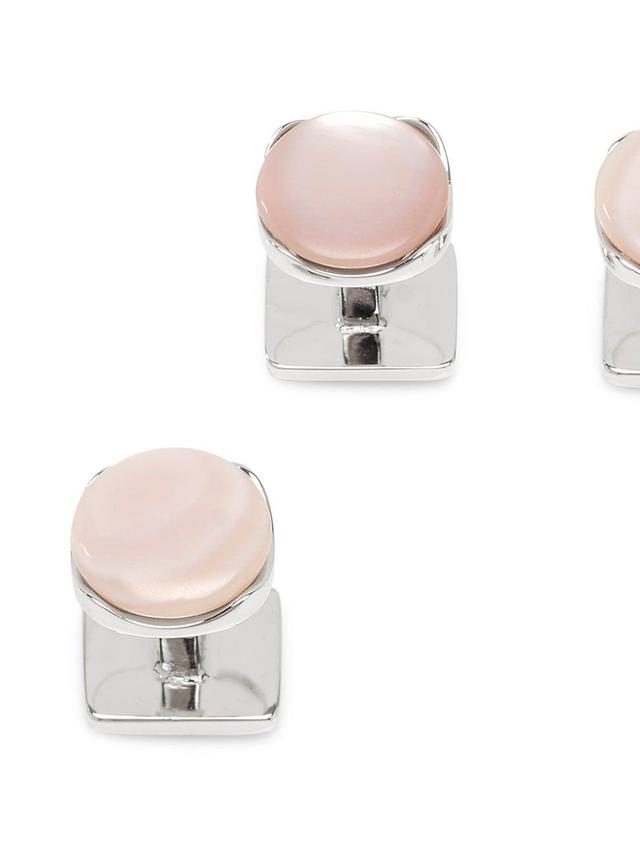 Mens Sterling Silver Pink Mother-of-Pearl Shirt Studs Product Image