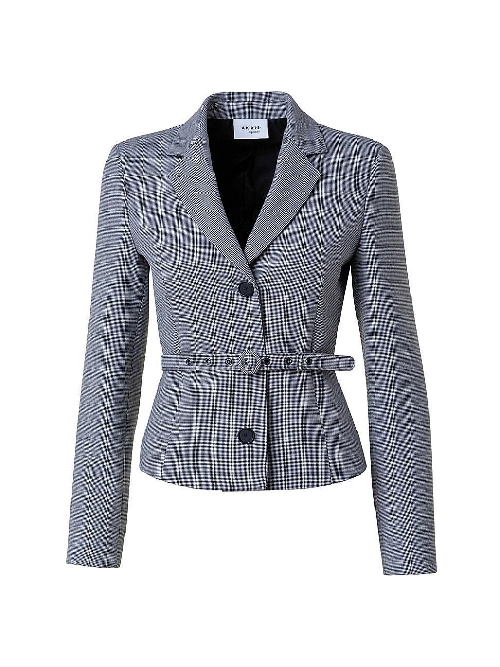 Womens Houndstooth Belted Blazer Product Image