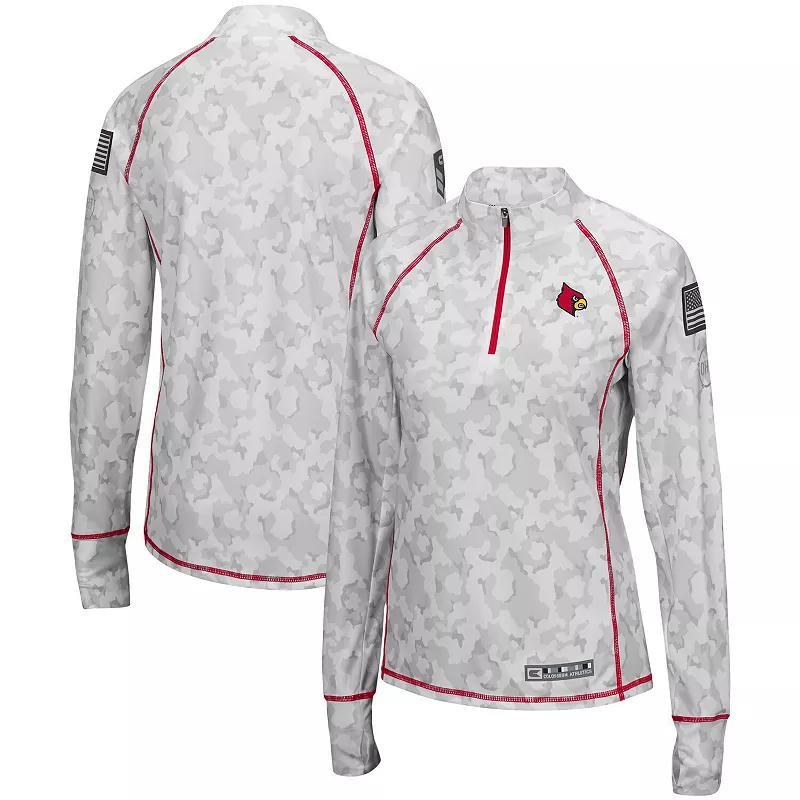 Womens Colosseum Louisville Cardinals OHT Military Appreciation Officer Arctic Camo 1/4-Zip Jacket Product Image