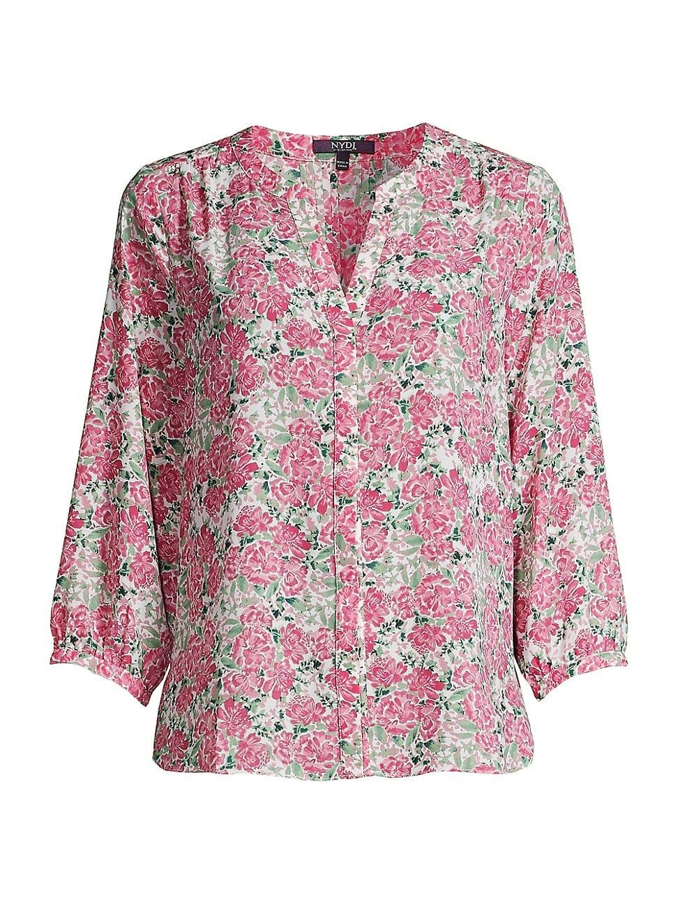 Womens Pintuck Floral-Print Blouse Product Image