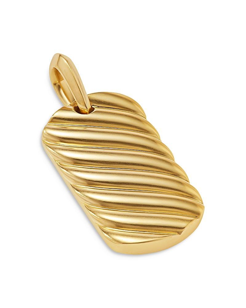 Mens Sculpted Cable Tag in 18K Yellow Gold, 27MM Product Image