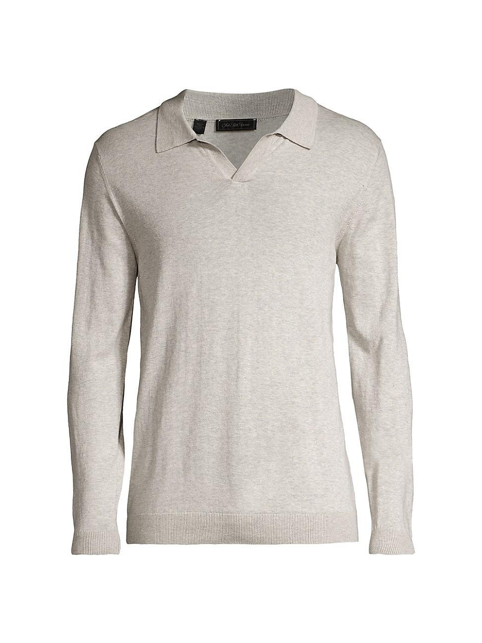 Mens COLLECTION Cotton-Blend Long-Sleeve Polo Shirt Product Image