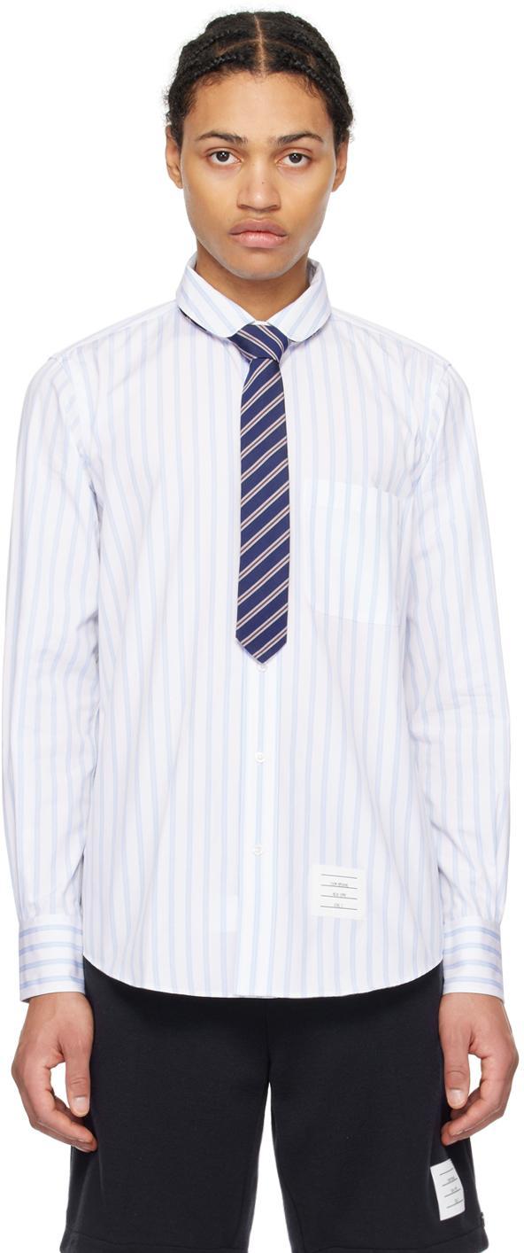 White Striped Shirt In 480 Light Blue Product Image