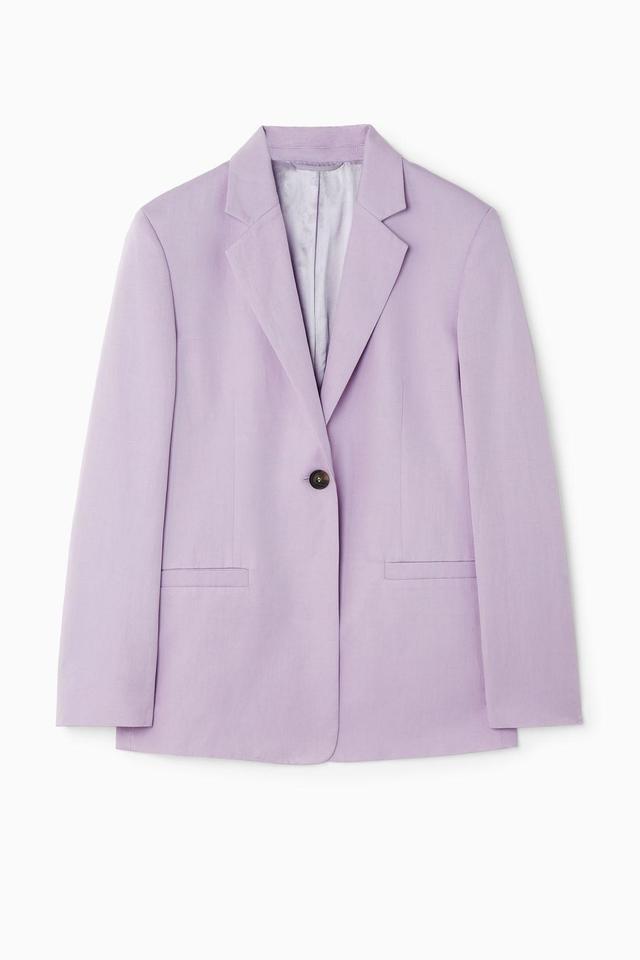 SINGLE-BREASTED LINEN-BLEND BLAZER Product Image