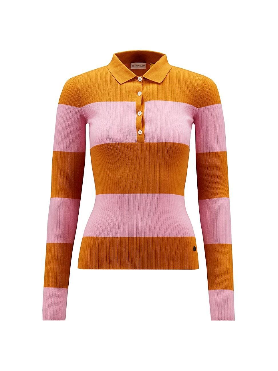 Womens 2 Moncler 1952 Long-Sleeve Rib-Knit Wool Polo Sweater Product Image