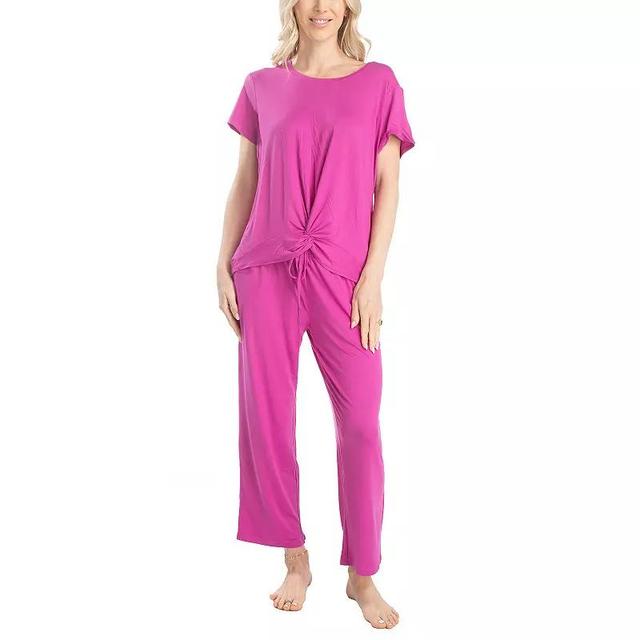 Womens Hanes Lounge Connection Twist Front Pajama Shirt & Pajama Pants Set in Regular & Plus Size Product Image