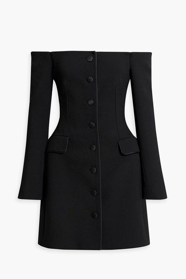 DOLCE & GABBANA Off-the-shoulder Wool-blend Crepe Mini Dress In Black Product Image