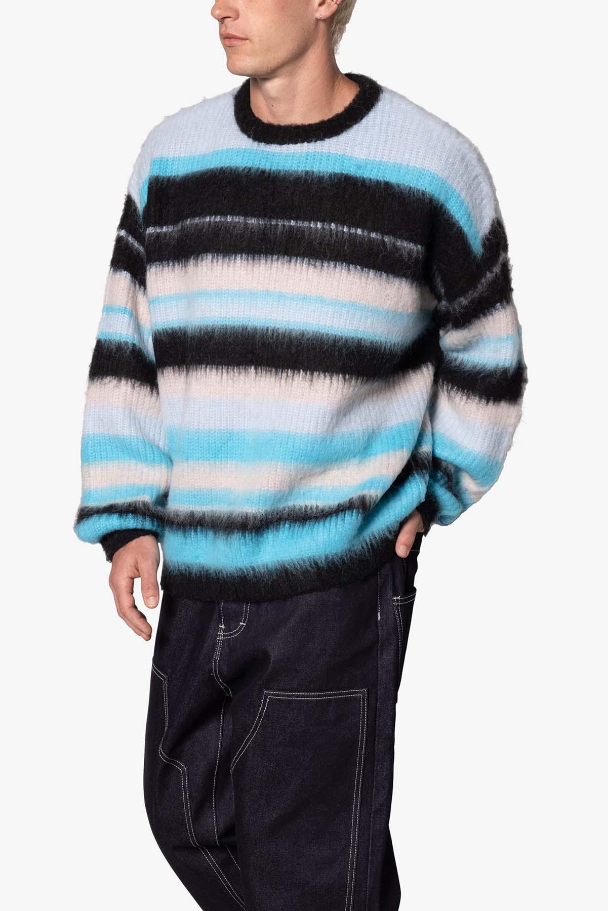 Oversized Water Striped Sweater - Blue Product Image