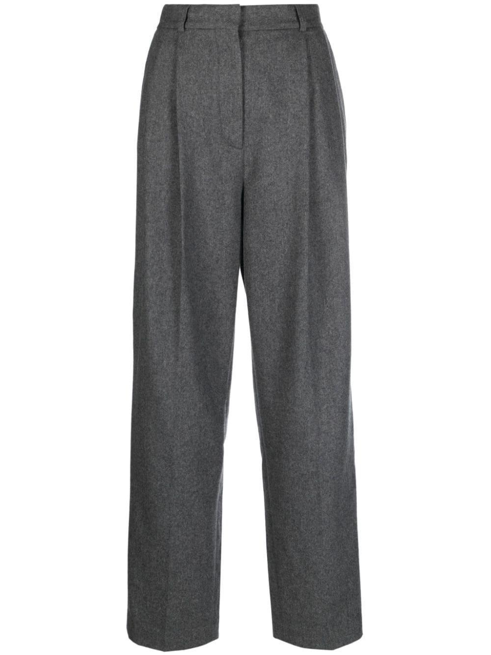 Double-pleated Tailored Trousers Grey Melange Product Image