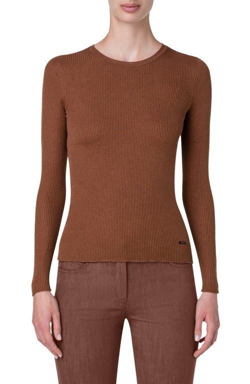 Silk Cotton Seamless Rib Fitted Sweater Product Image