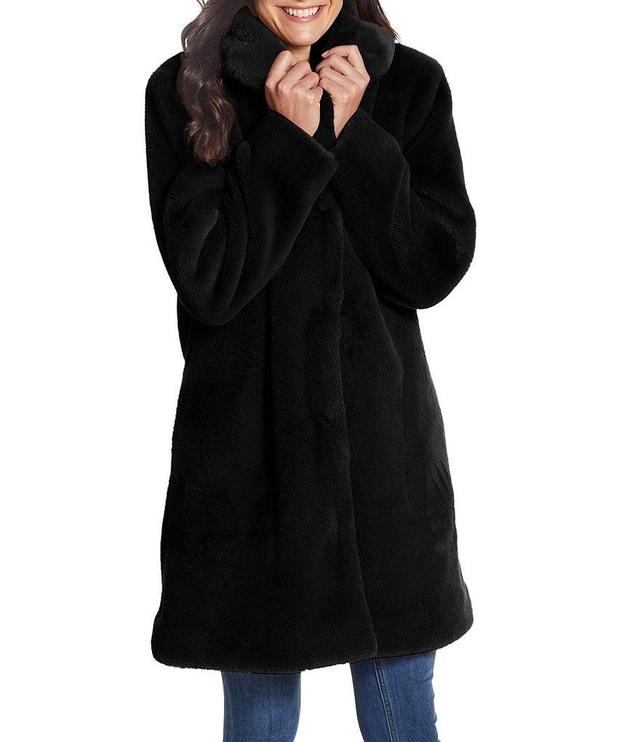 Gallery Ladies Water Resistant Plush Touch Faux Fur Shawl Collar Snap Front Coat Product Image