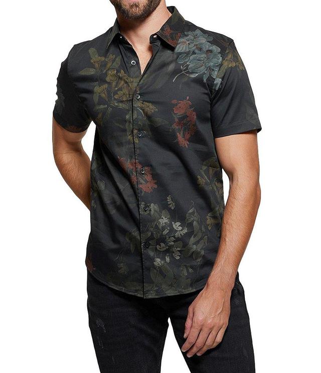 Guess Short Sleeve Luxe Dark Floral Shirt Product Image