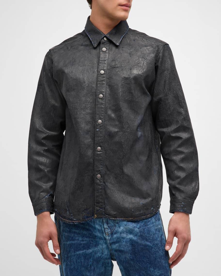 Mens Coated Denim Snap-Front Shirt Product Image