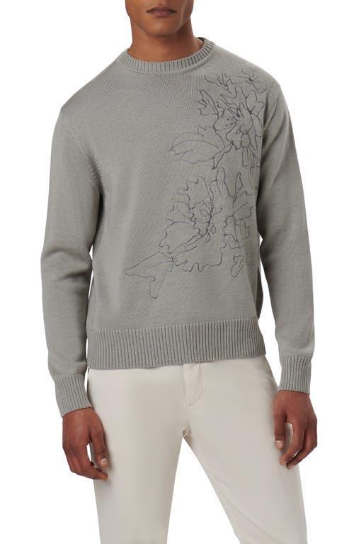 Bugatchi Embroidered Merino Wool Crewneck Sweater Product Image